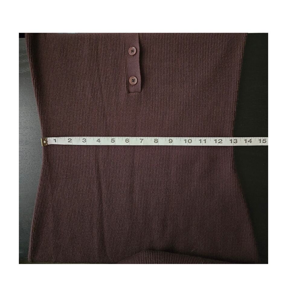 Minimalist Babaton Ribbed Knit Long Sleeve Midi Sweater Dress M Brown Capsule - Picture 7 of 8
